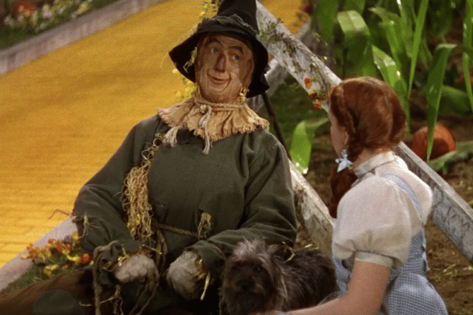 Dorothy e lo spaventapasseri in "Il Mago di Oz""